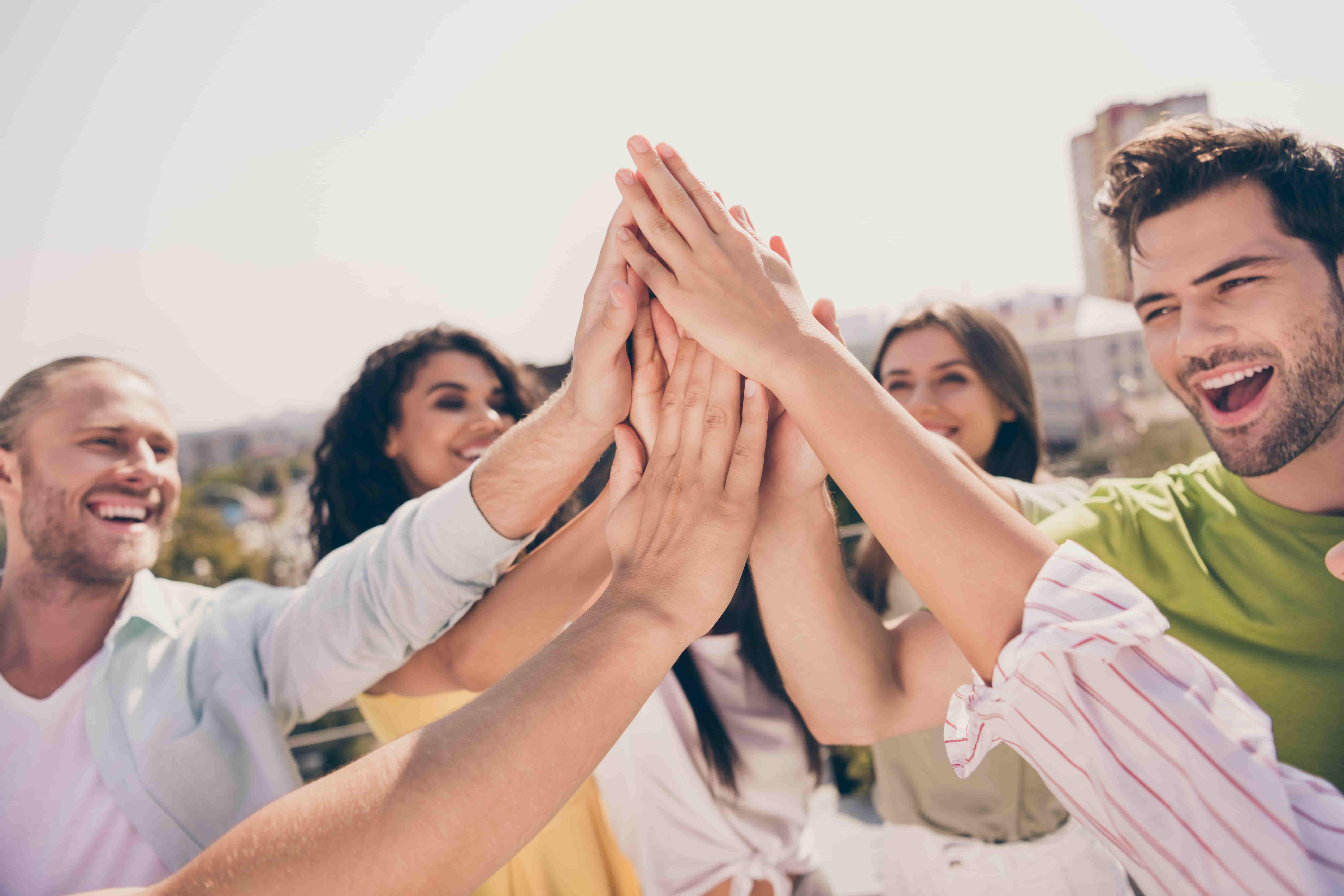 Group high five